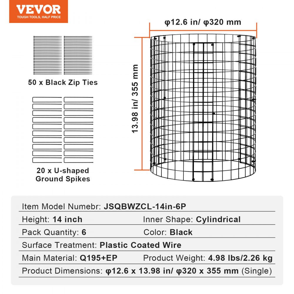 Pack of 6 Plant Protection from Animals, 32cm Diameter x 35cm Height, Chicken Wire Plant Protection, Plant Cages for Outdoor Plants, Flowers and Vegetables, Keeps Rabbits, Chickens and Squirrels Away, 18 Piece Metal Mesh Pack of 6 Plant Protection from Animals, 32cm Diameter x 35cm Height, Chicken Wire Plant Protection, Plant Cages for Outdoor Plants, Flowers and Vegetables, Keeps Rabbits, Chickens and Squirrels Away, 18 Piece Metal Mesh