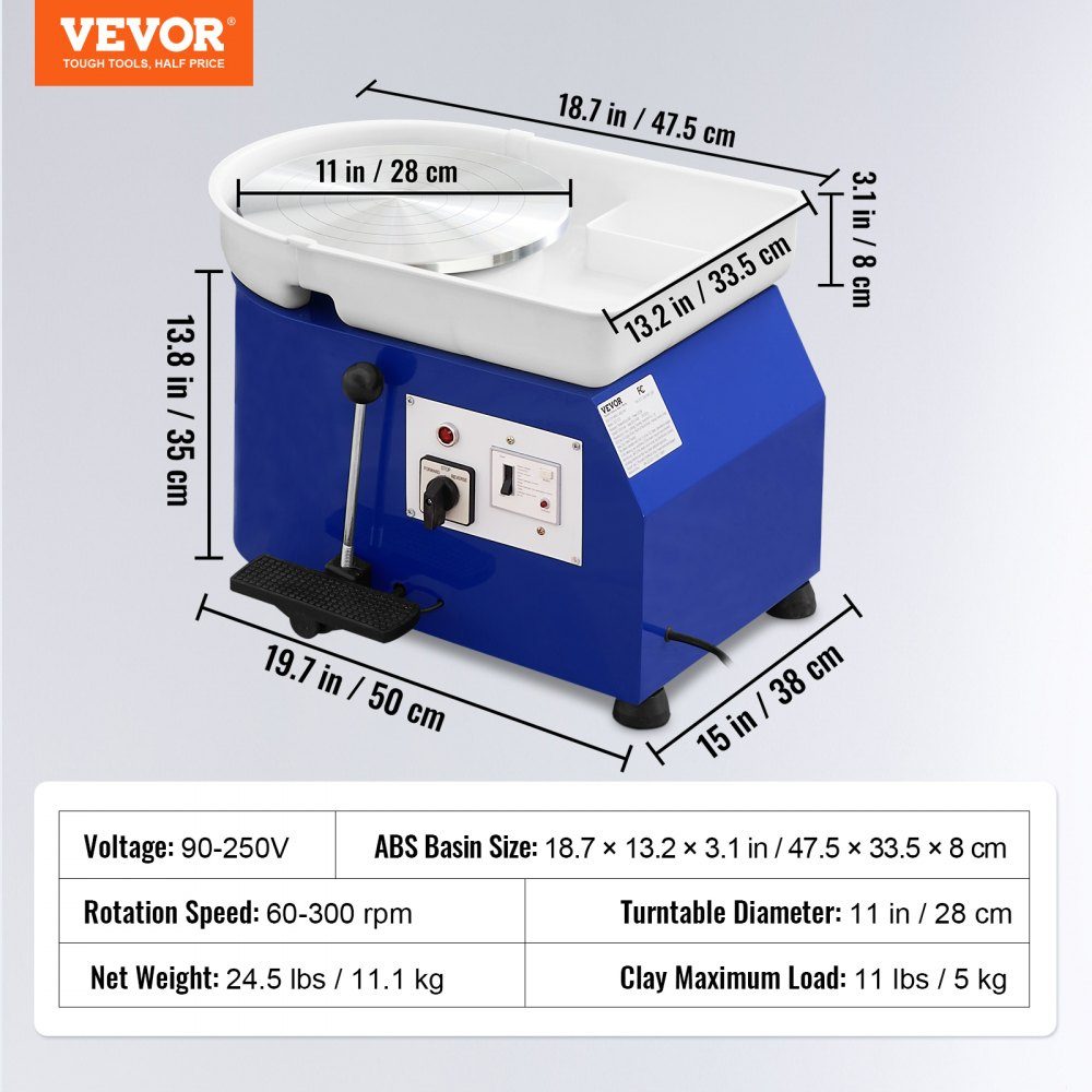 Pottery Wheel Ceramic Disc Machine 350W, Electric Pottery Wheel Machine 28cm 300RPM Pottery Wheel Machine, with Pedal and Apron Forming Machine, Suitable for Beginners, Enthusiasts, etc