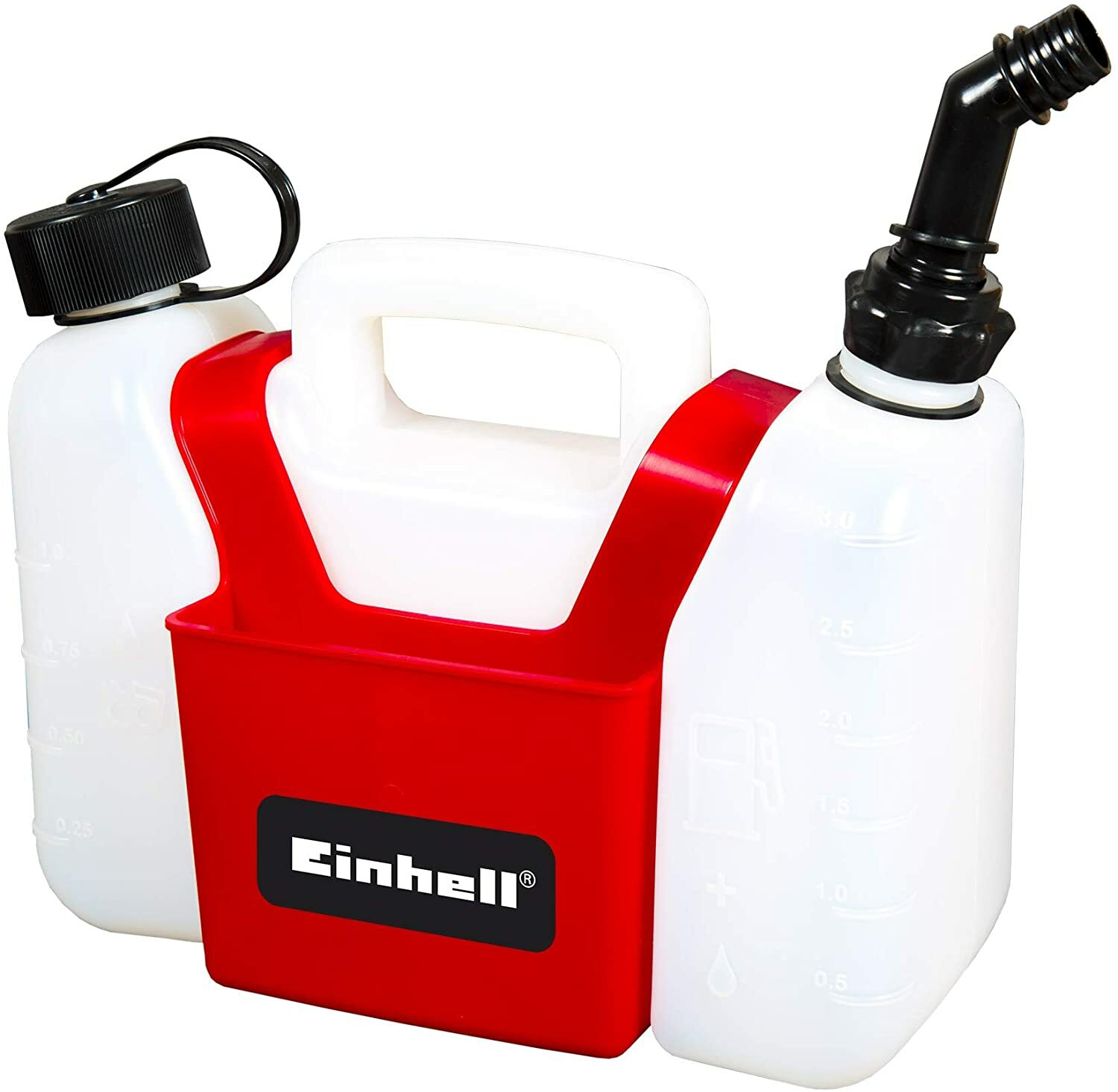 Originele Einhell combijerrycan (1,25 l olietank, 3 l benzinetank, inclusief gereedschapstas) Originele Einhell combijerrycan (1,25 l olietank, 3 l benzinetank, inclusief gereedschapstas)