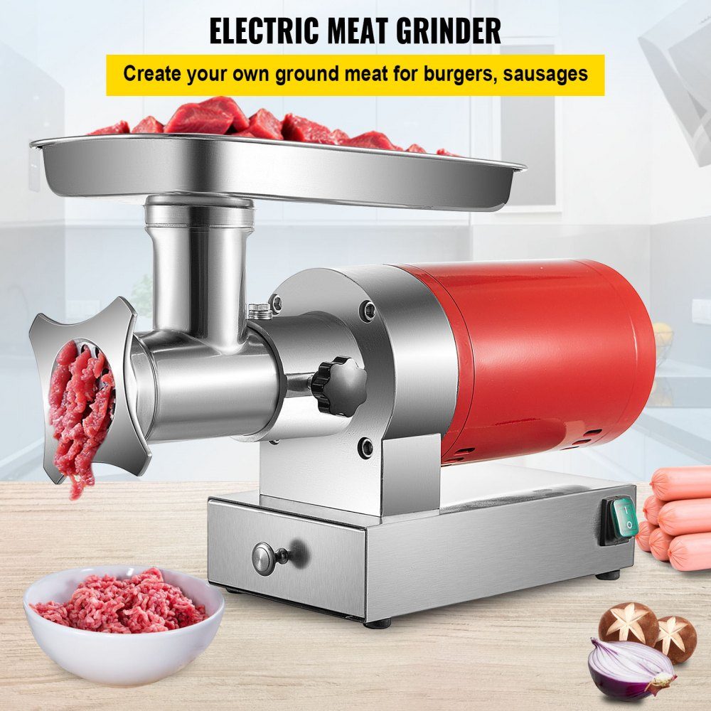 Elektrischer Fleischwolf 800 W, Fleischwolf 300 kg/h, 180 U/min, elektrischer Fleischwolf mit 2 Mahlplatten, Wurstset, Fleischwolf für Hochleistungs-Fleischwolf für Gewerbe, Gewerbe