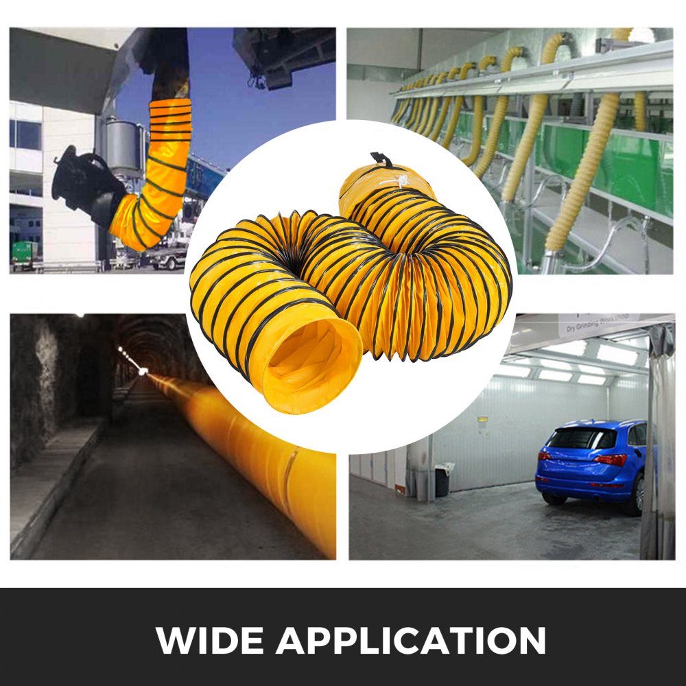 Luchttransportslang, 25ft ventilatorslang, 12" diameter heteluchtslang, gele ontluchtingsslang, PVC-uitlaatslang, wasdrogerslang, airconditioningontluchtingsslang