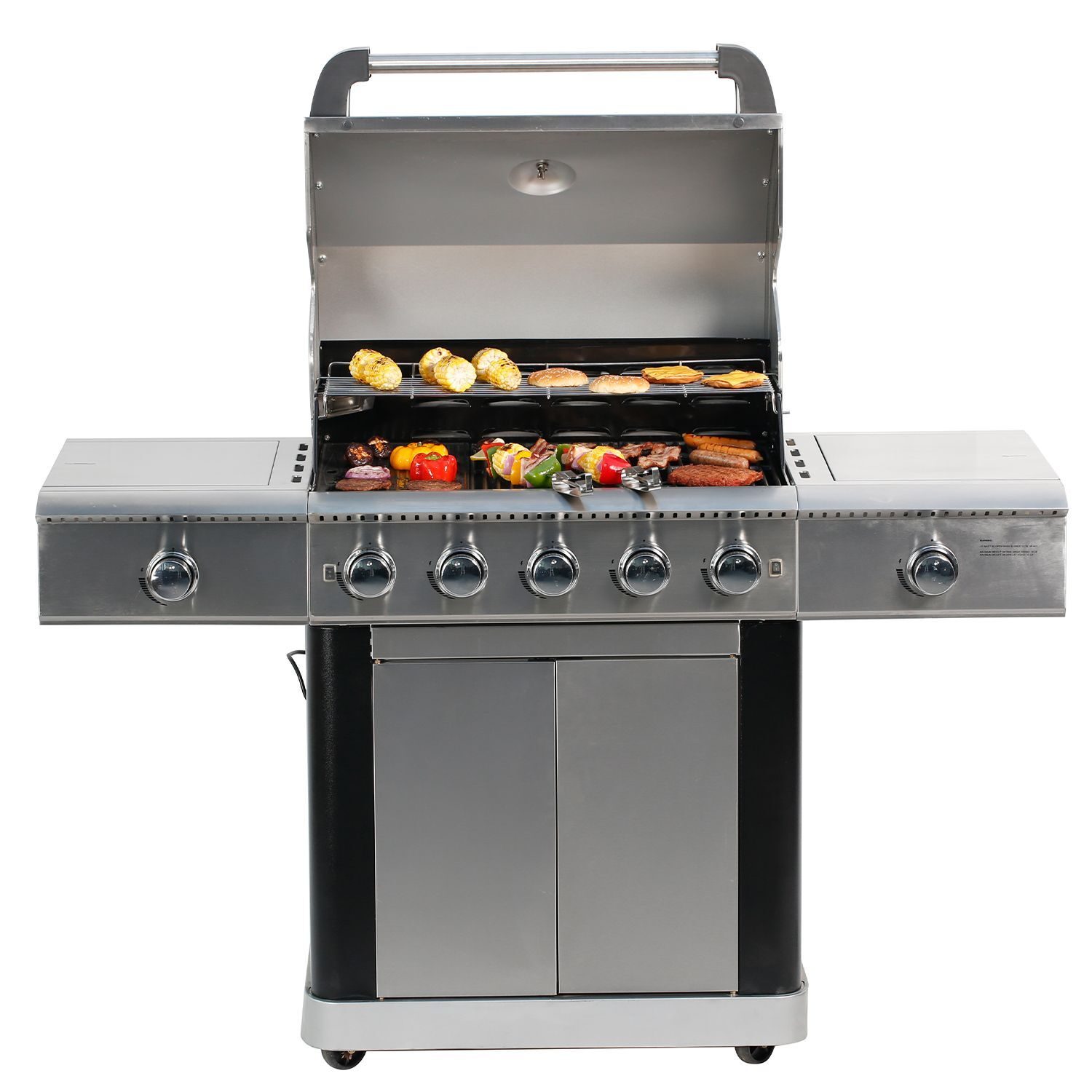 Gasgrill 5+2 BBQ Grillwagen Edelstahlbrenner mit 2 Seitenbrennern