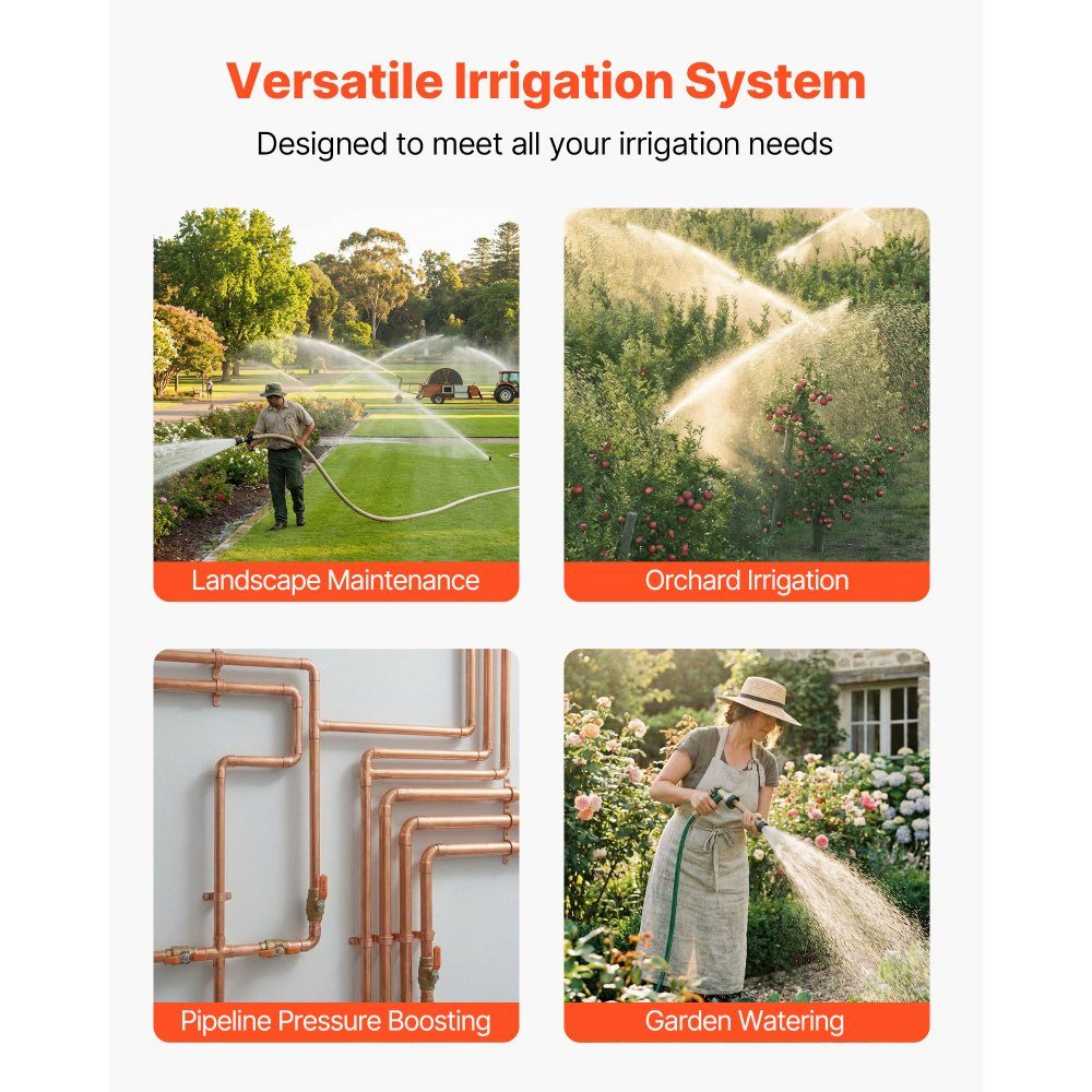 Gartenpumpe 800 W, 230 V, Bewässerungspumpe max. Förderleistung 3300 L/h, PP-Strahlpumpe mit 44 m Förderhöhe, Überhitzungsschutz, europäische Spannungsnormen, für Gartenbewässerung & Bewässerung