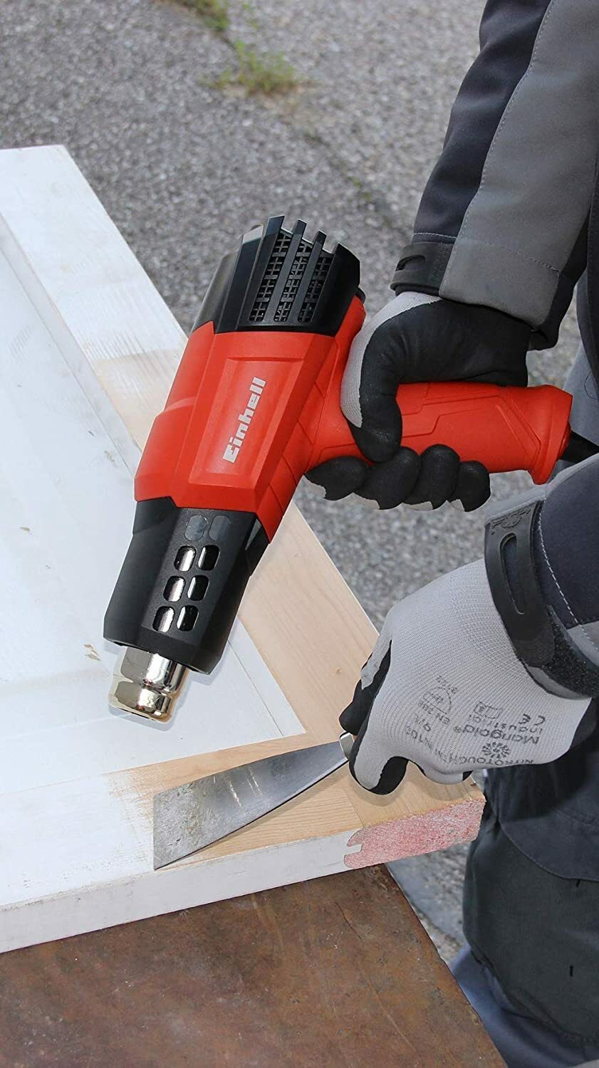Einhell Heißluftpistole TE-HA 2000 E (2.000 W, 9 Temperaturstufen 50-550°, Luftmengenschalter, Kaltstufe, inklusive umfangreichem Düsenzubehör und Koffer)