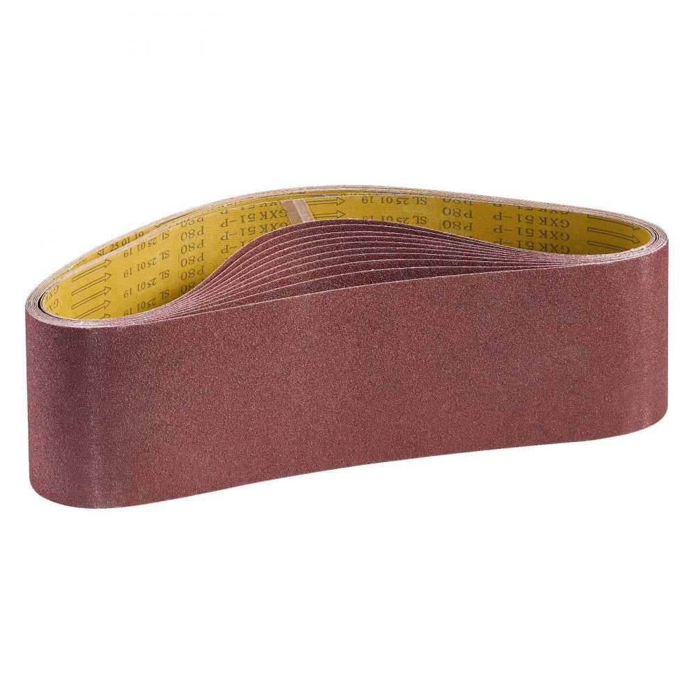 Sanding Belts 152x1219mm Sandpaper Belt Sander Pack of 10 80 Grit Aluminum Oxide Cloth Sanding Belt for Woodworking Steel Aluminum Non-Ferrous Metals