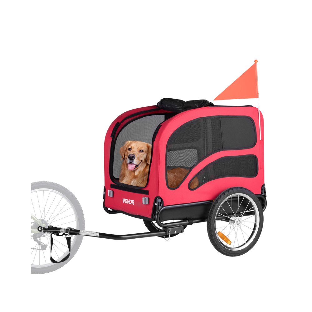 Dog Trailer Up to 45kg Pet Cart Bike Carrier for Small and Large Dogs Folding Frame with Wheels Universal Bike Hitch Includes Flag Internal Leash 1350 x 720 x 840mm