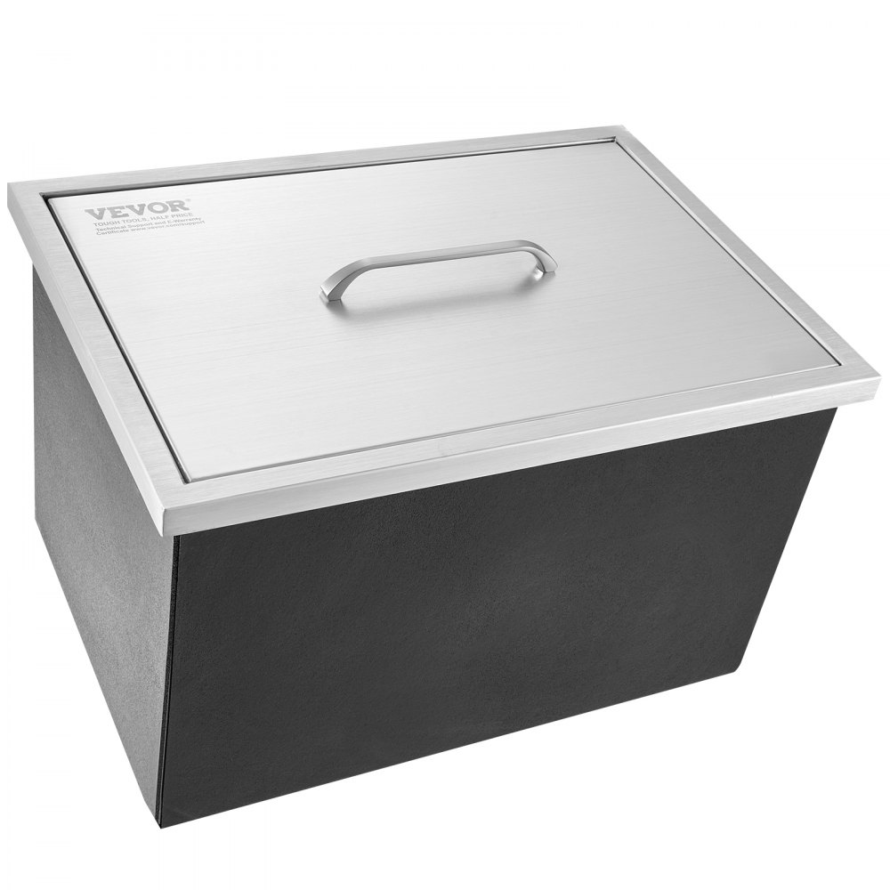 Drop-in-Eisbox, 30,25 l Edelstahl-Eiskühler, 508 x 355 x 308 mm großer kommerzieller Eisbehälter mit Abdeckung, integrierter Eisaufbewahrungsbox, Abflussrohr und Abflussstopfen im Lieferumfang enthalten Drop-in-Eisbox, 30,25 l Edelstahl-Eiskühler, 508 x 355 x 308 mm großer kommerzieller Eisbehälter mit Abdeckung, integrierter Eisaufbewahrungsbox, Abflussrohr und Abflussstopfen im Lieferumfang enthalten