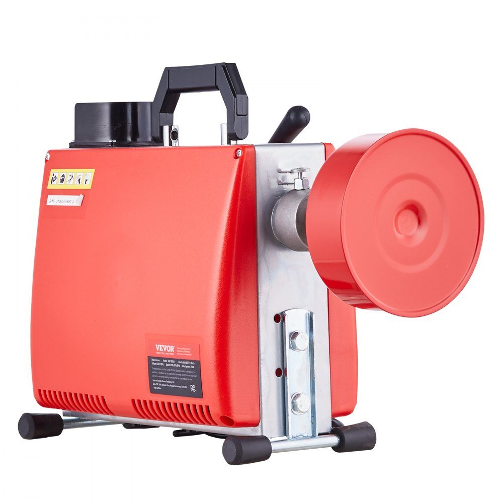 250W Rohrreinigungsmaschine Rohrreinigungsgerät, 20mx15,8mm/4,6mx9,5mm Stahlkabel für Rohre von 4-10 cm, mit 7 Schnellwechsel-Rohrschneidern für Wohnungen, Büros und öffentliche Räume