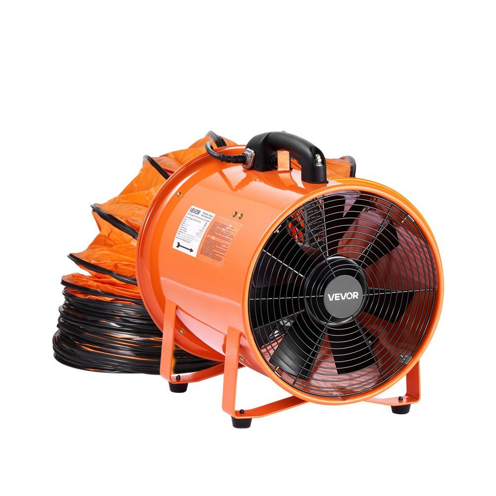 Bauventilator, 300 W Wechselstrommotor, Bauventilator, 2810 U/min, Bauventilator, Gebläse 1214 l/s (2574 CFM), Axialventilator, 10 m Schlauch, Axialventilator, 79 dB Geräuschpegel, Industrieventilator IP44