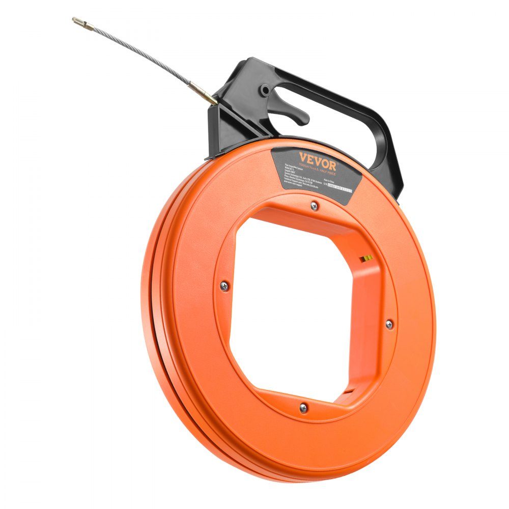 Fish Tape 100ft 3/16" glasvezel draadtrekker met geoptimaliseerd lichaam en handvat, eenvoudig te gebruiken kabeltrekker, flexibel draadvisgereedschap voor muren en elektrische draden, niet-geleidend