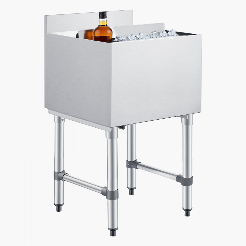 Catering ice container 46.7 L, stainless steel under-counter ice container 455 x 455 x 850 mm with sliding lid, bottle holders and adjustable feet, for bar, restaurant and pub, NSF certified Catering ice container 46.7 L, stainless steel under-counter ice container 455 x 455 x 850 mm with sliding lid, bottle holders and adjustable feet, for bar, restaurant and pub, NSF certified