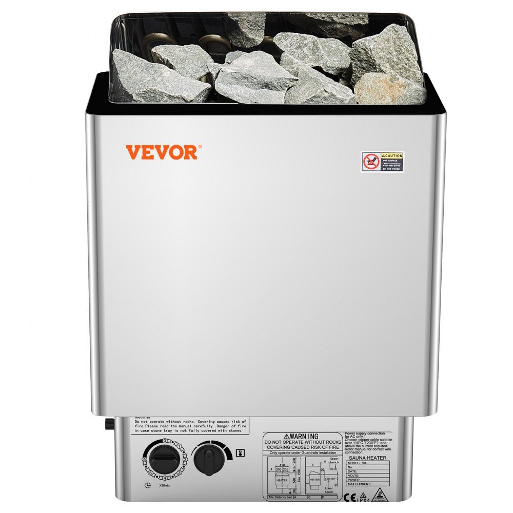 Elektrische saunakachel 8KW 400V 3N draagbare saunakachel voor binnen en buiten met 3 uur timer ingebouwde bediening voor 8-12m3 commerciële hotel spa-douche 430 roestvrij staal