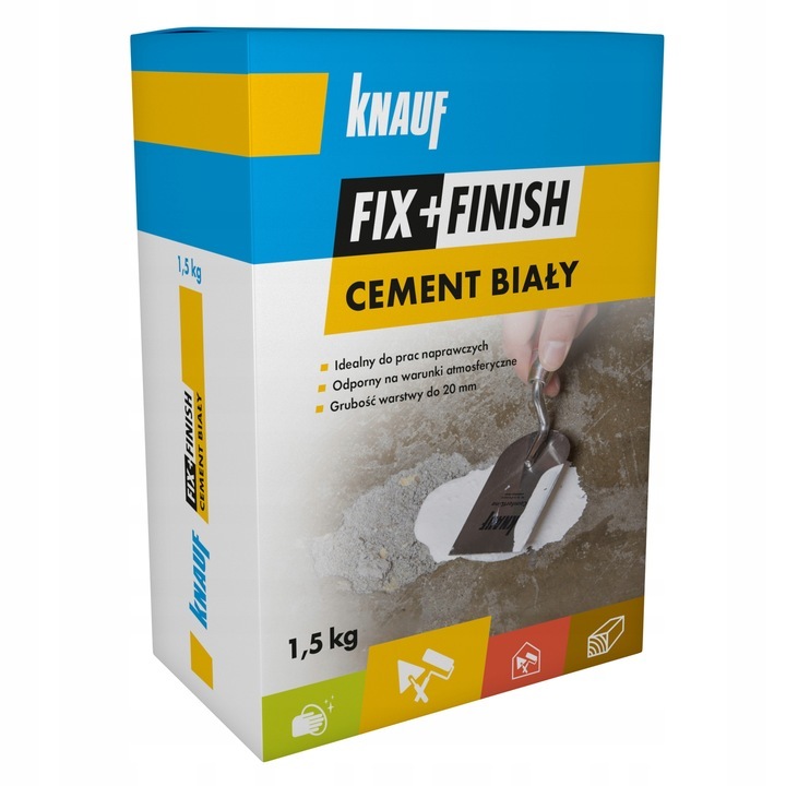 Knauf Fix + Finish szpachla renowacyjna specjalny biały cement 1,5 kg Knauf Fix + Finish szpachla renowacyjna specjalny biały cement 1,5 kg