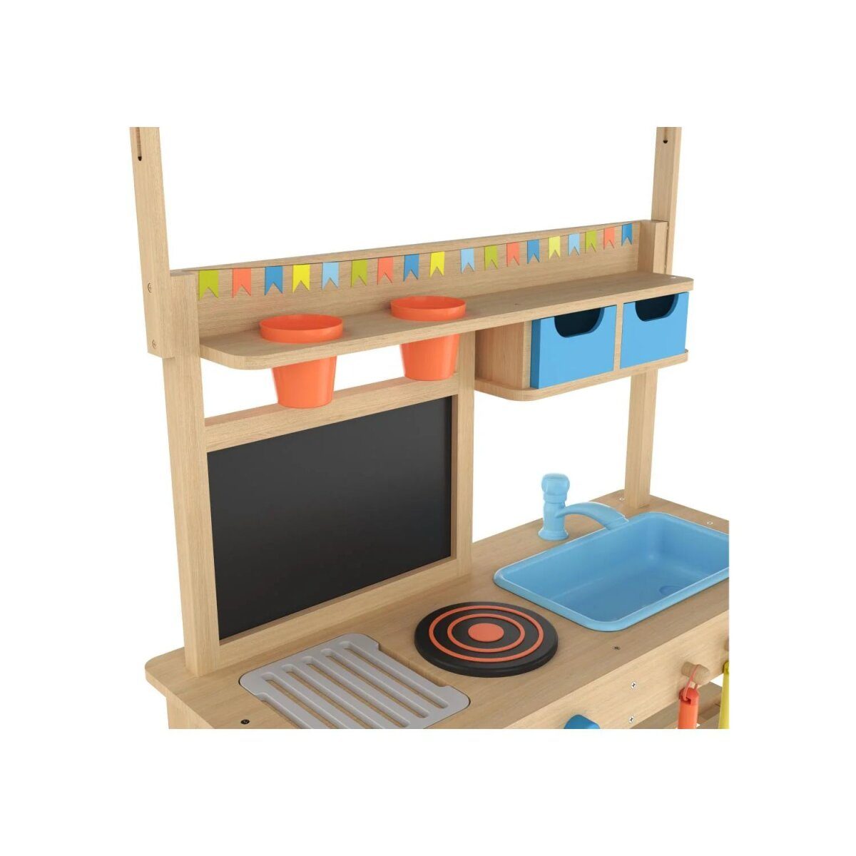 LUPILU® clay kitchen made of wood with roof