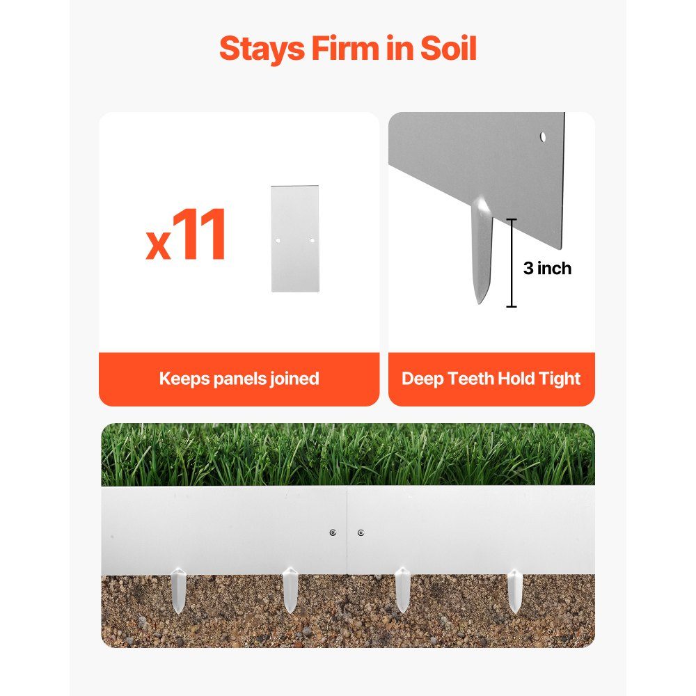 Lawn edging, pack of 10, 100 x 23 cm, bed edging, bed edging made of Corten steel with 11 connecting plates, bed edging, lawn slabs, mowing edge, garden palisade made of metal for flower beds and garden paths