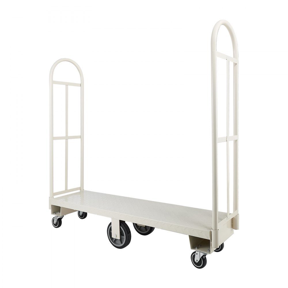 Wózek platformowy Wózek transportowy o dużej wytrzymałości 907 kg Przemysłowy wózek magazynowy z 6 kołami i dwoma zdejmowanymi uchwytami do fabryki magazynowej 1525x410x1510mm – Nr kat. HT-23157
