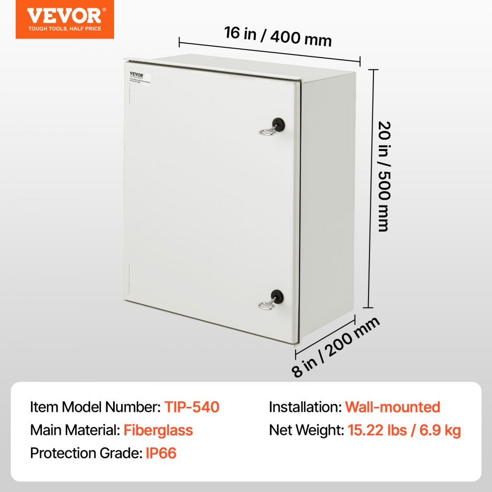 Armoire électrique NEMA, 400 x 500 x 200 mm, boîte électrique NEMA 4X en acier en fibre de verre, étanche IP66 et anti-poussière, boîte de jonction pliable pour utilisation intérieure et extérieure, avec plaque de montage Armoire électrique NEMA, 400 x 500 x 200 mm, boîte électrique NEMA 4X en acier en fibre de verre, étanche IP66 et anti-poussière, boîte de jonction pliable pour utilisation intérieure et extérieure, avec plaque de montage