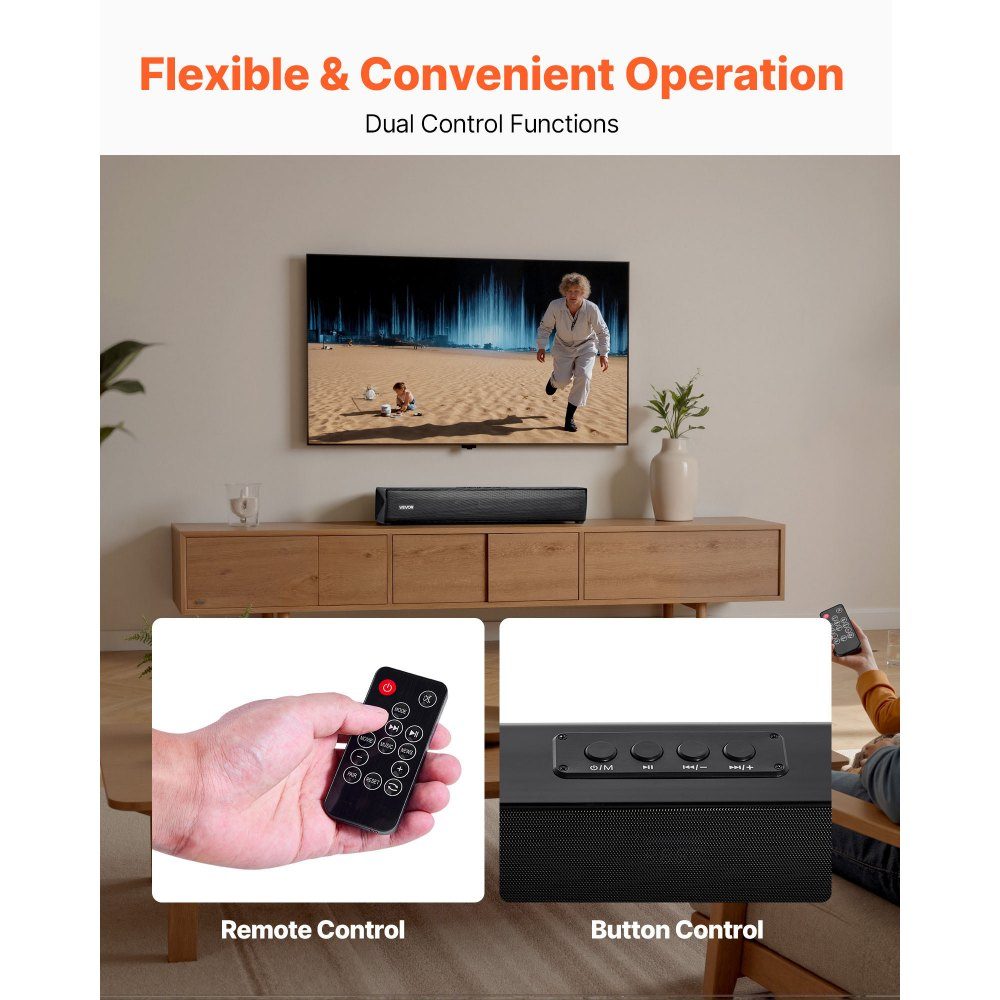 Soundbar für Smart TV, 2.0-Kanal, 450-mm-Kompakt-TV-Lautsprecher für Projektor, Bluetooth-AUX-Anschluss, Fernbedienung, 80-W-Surround-Sound-System für PC-Heimkino-Audio