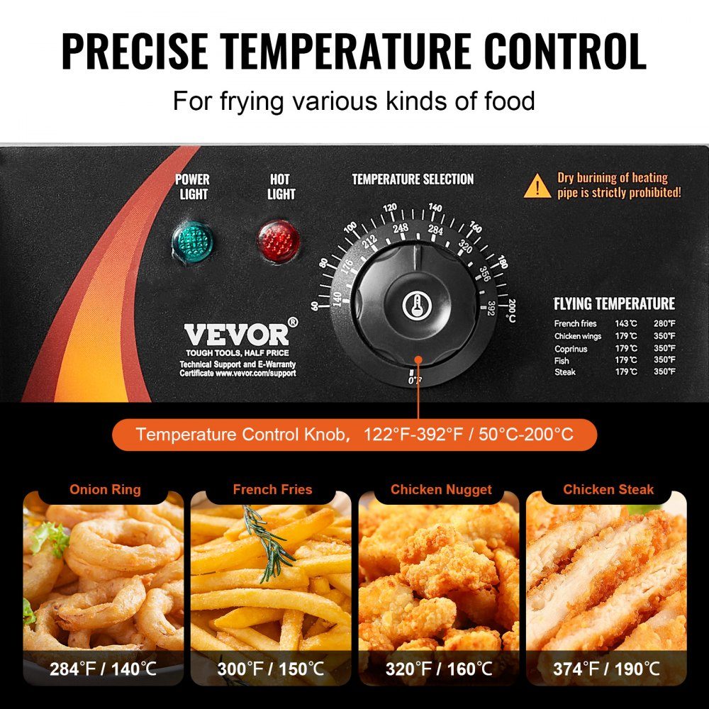 Commercial Electric Deep Fryer, 2x6L Large Electric Countertop with Removable Double Basket, 5000W Stainless Steel Double Fryer for Kitchen Restaurant
