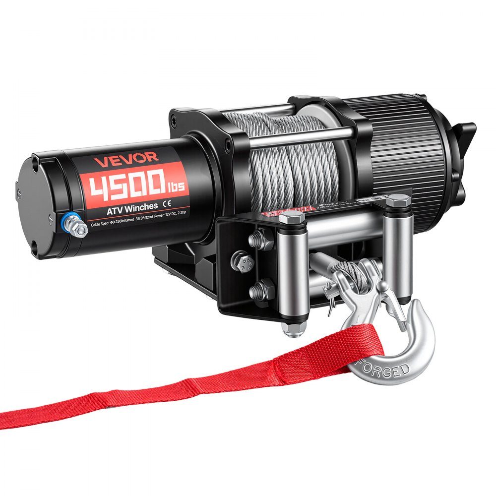 Electric Winch 2041kg 12V DC Motor Winch with Φ5.8mm x 12m Steel Cable, Wireless and Wired Remote Control, IP55 Electric Winch for Towing ATVs, UTVs and ATVs