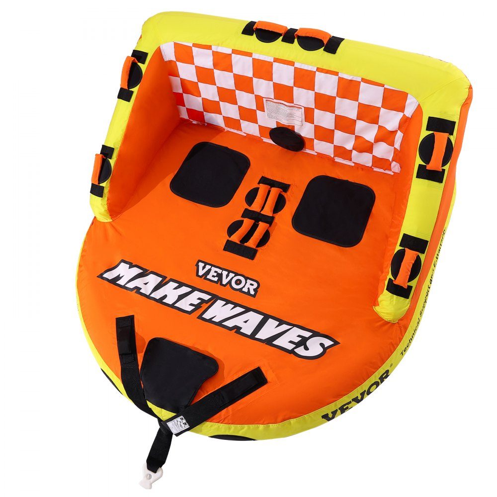 Schleppschlauch für Boote, aufblasbarer Schleppschlauch für 1–2 Fahrer mit Decksitzen und Rückenlehne, 340 Pfund Wassersport-Schleppschlauch, vollständiger Nylonüberzug, EVA-Haltegriffe