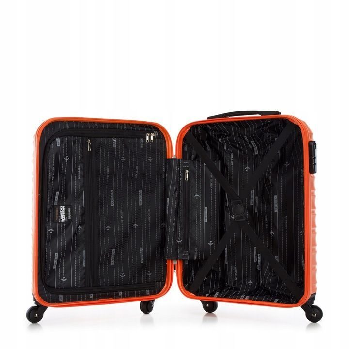 Premium suitcase travel suitcase on-board suitcase with ribs ABS plastic 34l orange