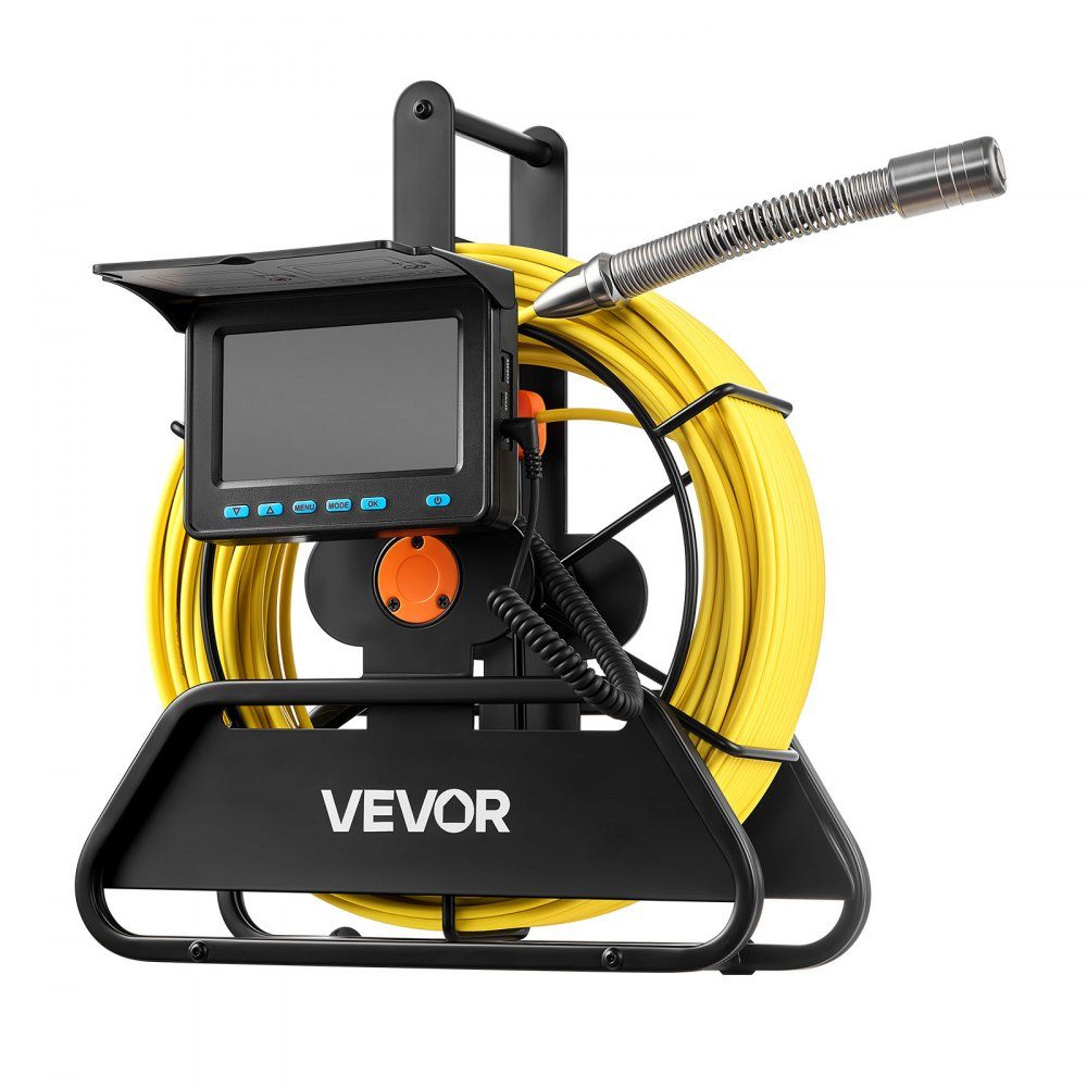 Sewer Camera, 50m Self-Leveling Pipe Camera with 4.3" HD Screen, IP68 Waterproof, with Lighting (12 LEDs and 16GB Memory Card) for Sewer Pipes and Pipes