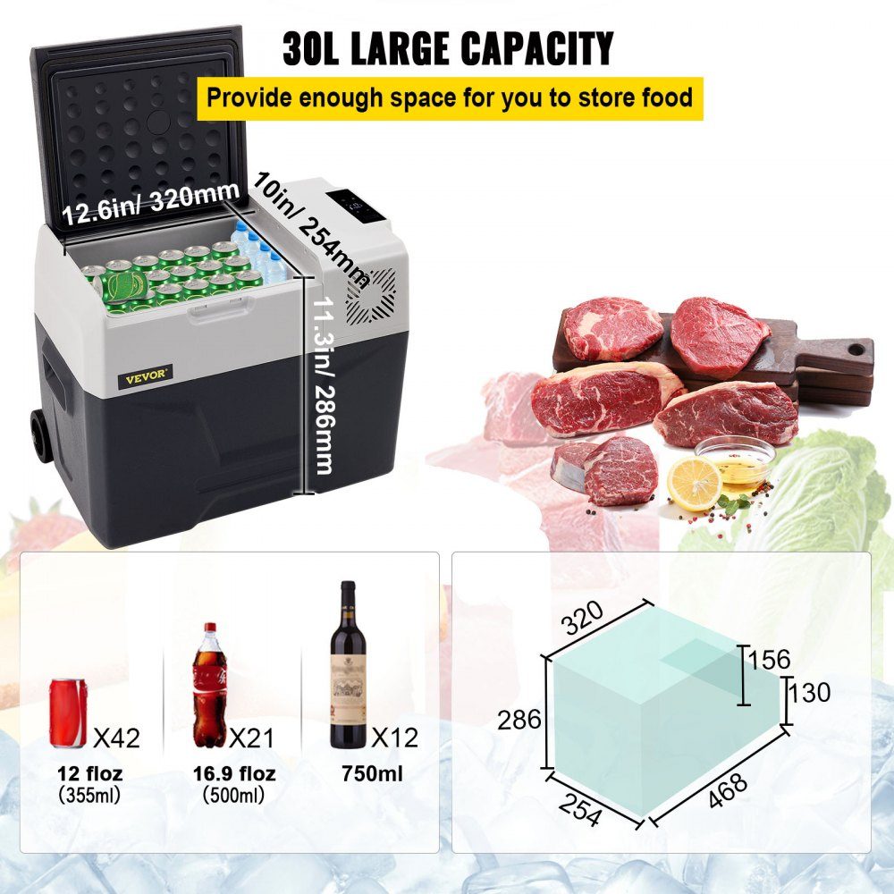 30L autokoelkast compressor koelbox roestvrij staal vakantie geïsoleerde box mini koelkast koelbox auto en stopcontact
