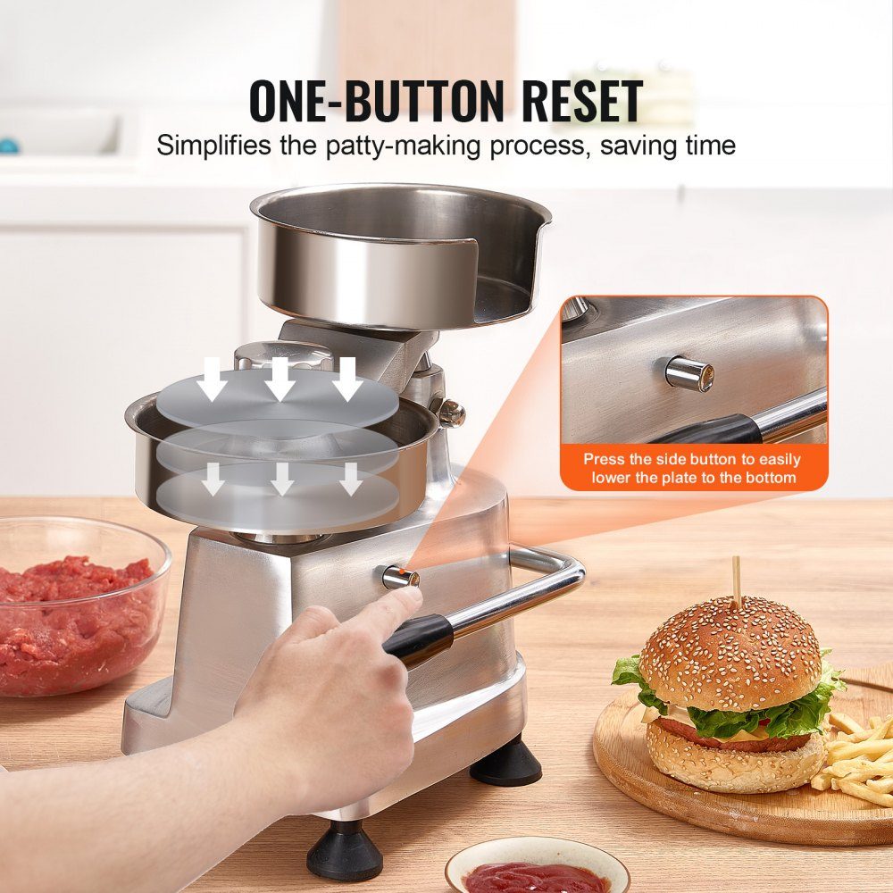 Kommerzielle Burgerpresse – Hamburger-Patty-Maker 10/13/15 cm, mit 3 Packungen Burgerpapier, professionelle Hamburgerpresse aus Edelstahl, perfekt zum Kochen von Burger-Patties und Grillzubehör