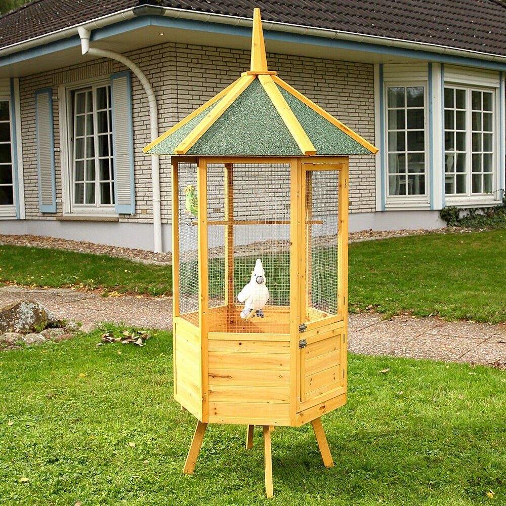 Sechseckiger Vogelkäfig XXL Vogelhaus Vogelvoliere Volierenhaus Holz