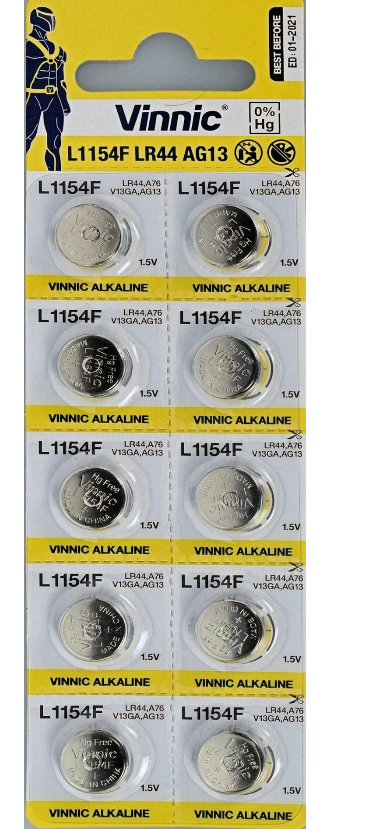 VINNIC BATERIA ALCALICZNA A76 L1154 LR44 AG13 10SZT - Réf. HT-50910