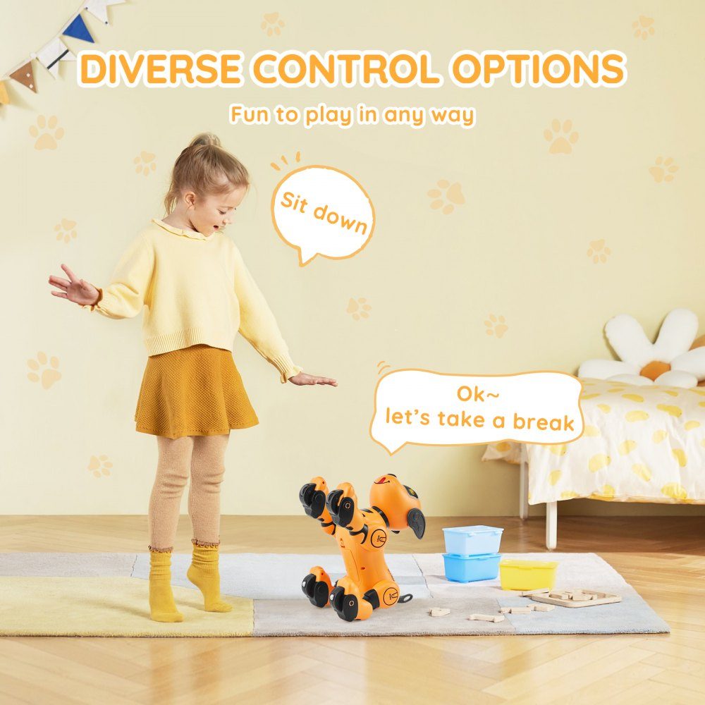 Ferngesteuertes Roboter-Hundespielzeug, 2,4-GHz-RC-Hund, programmierbarer intelligenter interaktiver Roboter-Haustier für Kinder mit Folgefunktion, Berührungs- und Sprachsteuerung, singend tanzendes RC-Stunt-Spielzeug für Jungen und Mädchen ab 3 Jahren