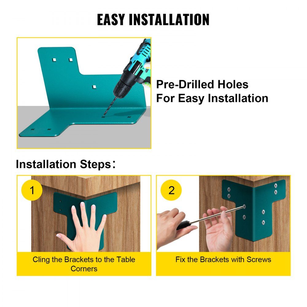 Draaibare connector, 4 mm dikke stalen draaibare beugels 8-delige hoekconnectorset Haakse werkplaatstafel Hoekbeugels Bureaurandconnector Bevestiging Familie DIY