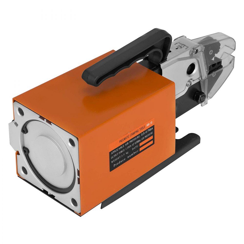 Pneumatische Crimpzange Am-10, luftbetriebene Kabelschuh-Crimpmaschine zum Crimpen von bis zu 16 mm², pneumatische Crimpzange mit 10 Sätzen Einsätzen