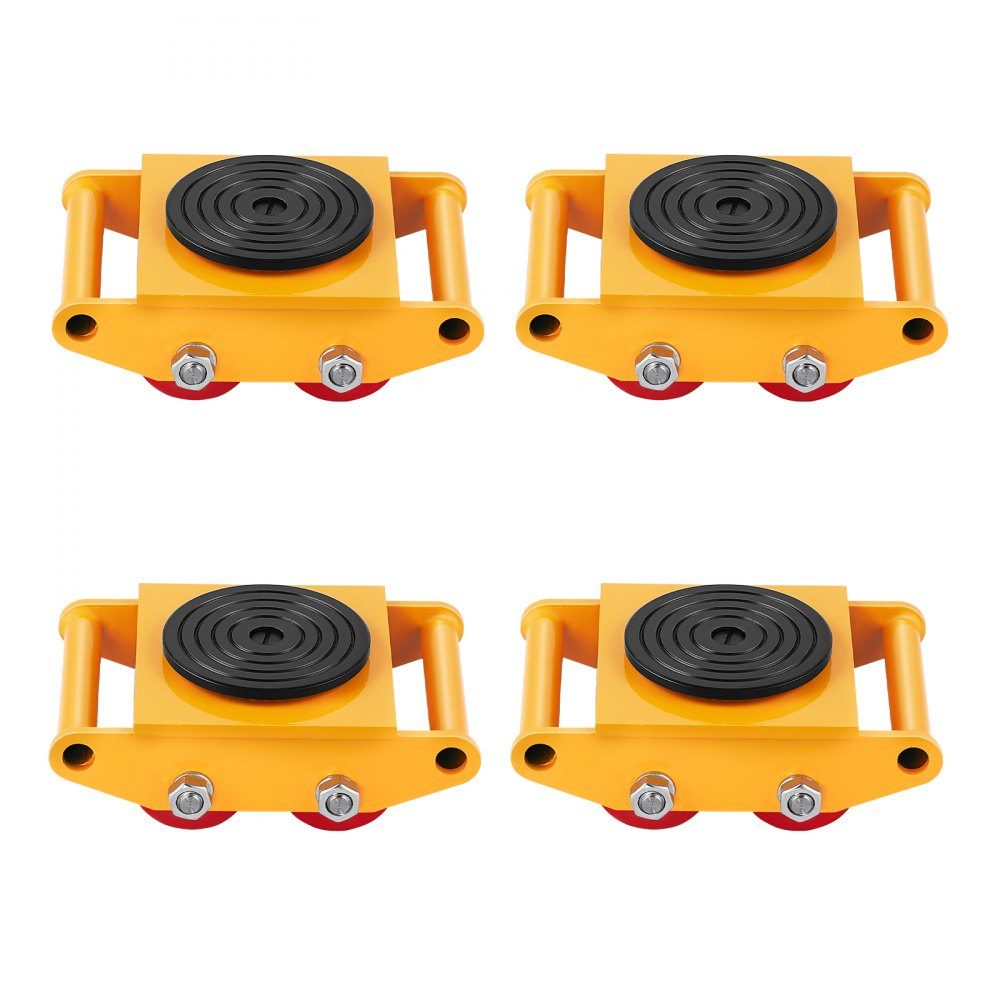 4x armored rollers 8T transport chassis 280x210x105mm transport rollers made of carbon steel industrial roller with 4 PU straightening wheels roller Ф 135x9mm swivel plate furniture transport aid transport roller