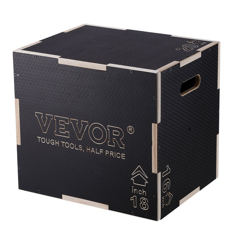 3 in 1 Plyometrische Jump Box 20/18/16 Inch Plyo Box, Jump Box Jump Box 204 kg draagvermogen, fitnessoefening Step Up Box voor thuistraining, sprongkrachttraining, zwart, in hoogte verstelbaar