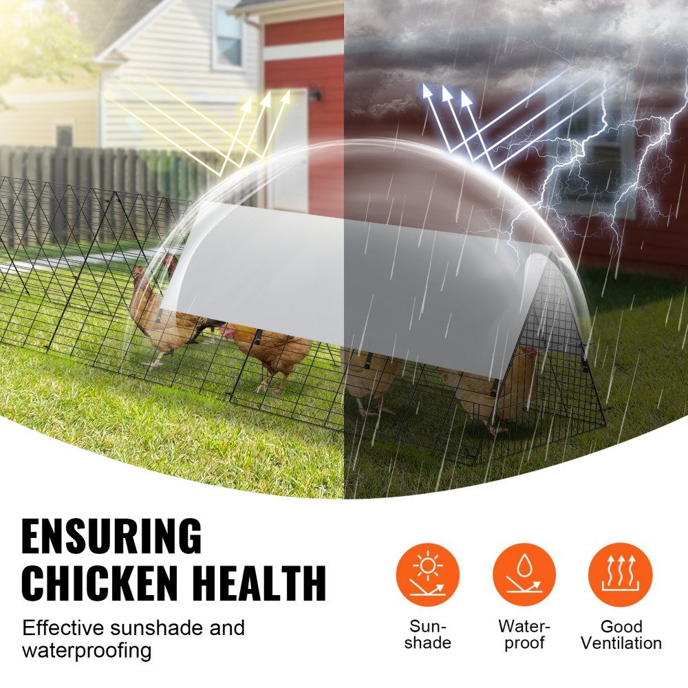 Chicken Tunnel 400 x 100 x 61.5cm (L x W x H) Yard Chicken Cage Portable Outdoor Chicken Tunnel with Corner Frame Chicken Coop Enclosure Suitable for Chickens Ducks Rabbits