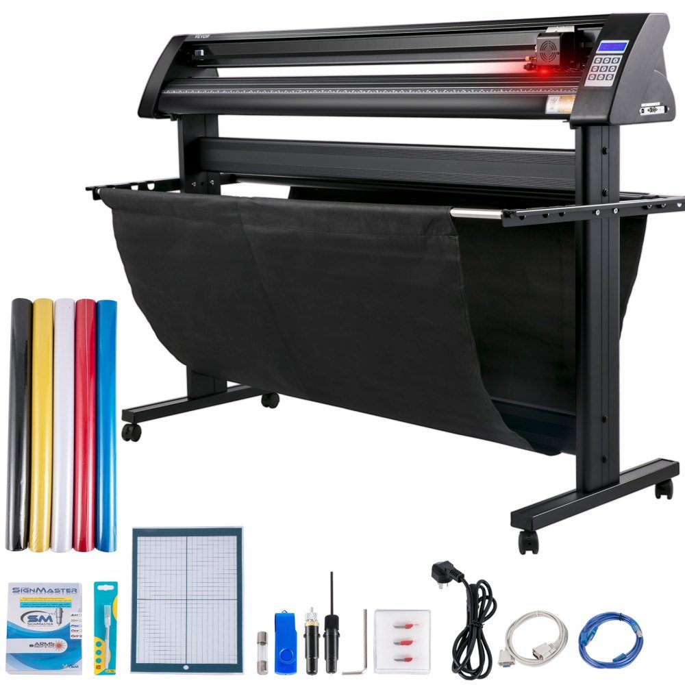 Vinyl cutting plotter Max. paper feed 1350 mm, foil cutter max. cutting width 1260 mm, plotter cutting speed 800 mm/s, semi-automatic, Signmaster, Windows compatible, LCD display