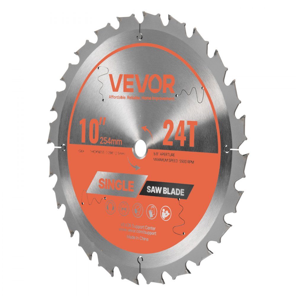 Circular saw blade (254mm diameter, 24 sharp teeth and 2.5mm thickness), ideal for plywood, OSB hardwood, compatible with circular saws, alloy saw blade with noise reducing heat dissipation