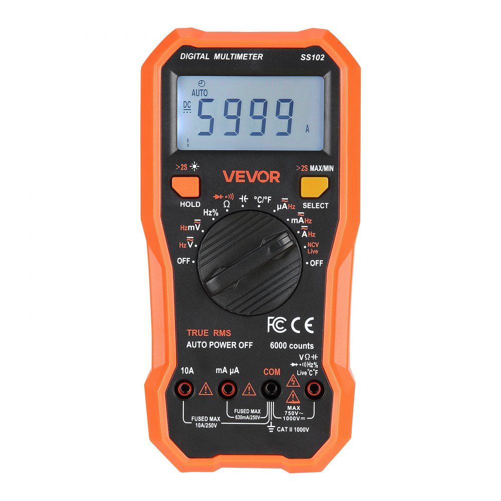 Digitalmultimeter, 6000-Count TRMS DC/AC-Voltmeter-Stromtester, NCV-Multimeter für Strom, Spannung, Widerstand, Arbeitszyklus, Temperatur, Dioden, Stromdurchgangsprüfung