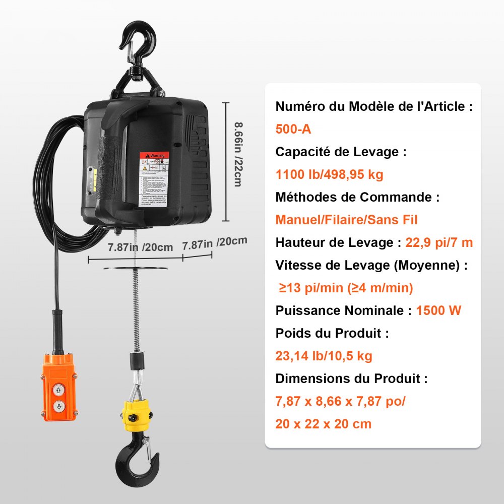 3-in-1-Elektrowinde, 498,95 kg Tragkraft, Seilzug, Hubgeschwindigkeit ≥4 m/min, Motorwinde, 7 m Hubhöhe, Seilzug, 1500 W, Seilzug, 3 Steuermodi manuell/kabelgebunden/kabellos 3-in-1-Elektrowinde, 498,95 kg Tragkraft, Seilzug, Hubgeschwindigkeit ≥4 m/min, Motorwinde, 7 m Hubhöhe, Seilzug, 1500 W, Seilzug, 3 Steuermodi manuell/kabelgebunden/kabellos