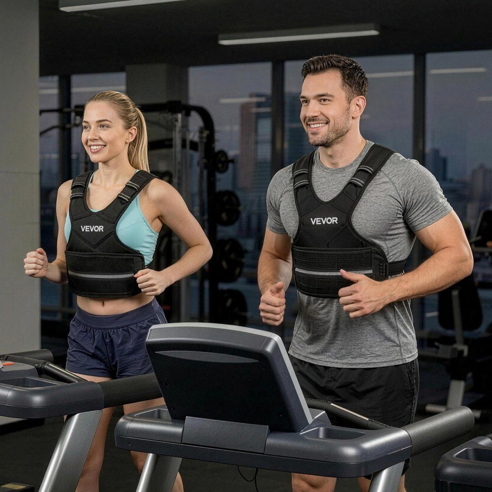 Adjustable Weight Vest 5-9.1kg with 6 Iron and Sand Weights and Reflective Strip Body Weight Vest Training Set for Men Women Training Equipment for Strength Training Running