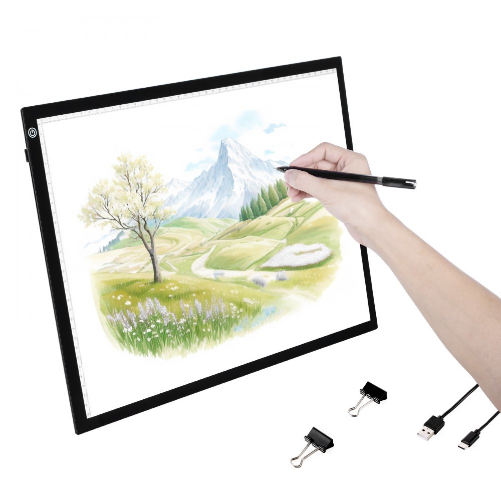 Tablica świetlna A3 Podświetlana tablica LED z 3 poziomami ściemniania, zasilana przez USB płyta świetlna do śledzenia, podświetlana tablica do malowania diamentami animacja szkicowanie rysunek czarny Tablica świetlna A3 Podświetlana tablica LED z 3 poziomami ściemniania, zasilana przez USB płyta świetlna do śledzenia, podświetlana tablica do malowania diamentami animacja szkicowanie rysunek czarny