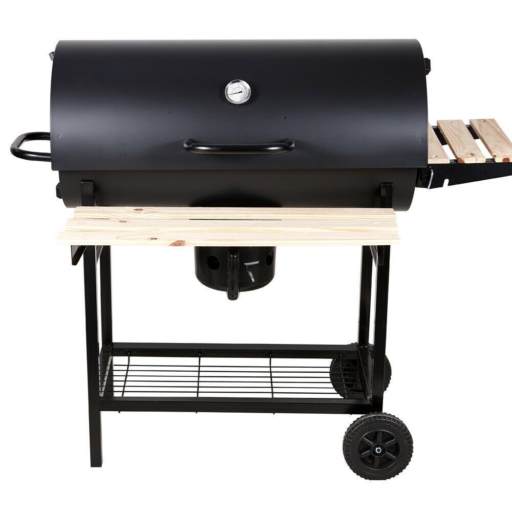 BBQ Holzkohlegrill Grill Smoker Set mit Deckel Camping Outdoor Seitenregal