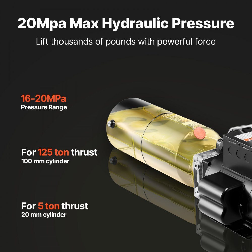 Hydraulic Pump Hydraulic Units AC 220V, 10Qt Single Acting Hydraulic Unit, 6.3L/min Oil Flow, Max Delivery Pressure 22MPa for Dump Trucks, Automotive Workshops, Lifts, Black