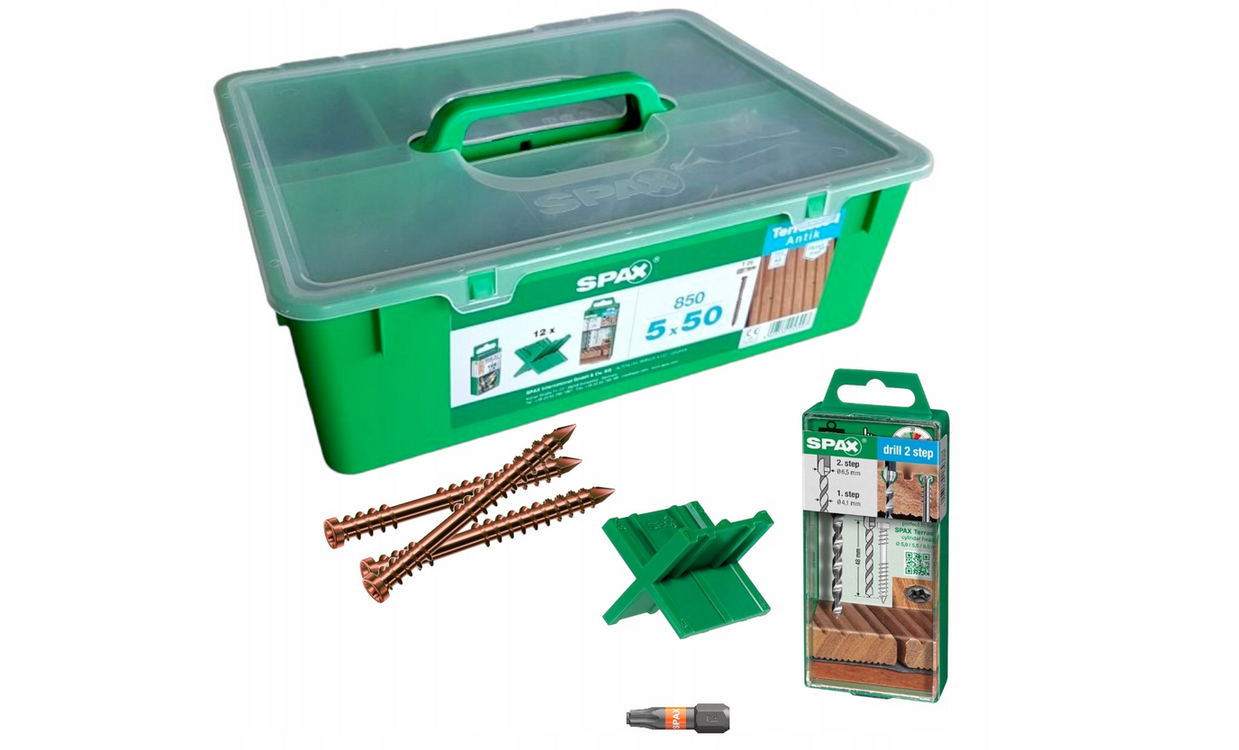 Wkręty tarasowe SPAX 5x50 850 sztuk A2 bonus Wkręty tarasowe SPAX 5x50 850 sztuk A2 bonus