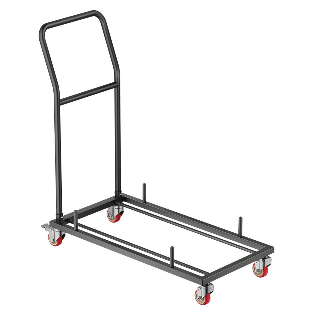 Klappbarer Stuhlständer, 300 Pfund Tragkraft, L-förmiger horizontaler Stuhlwagen für 25 Stühle, robuster Stuhlaufbewahrungswagen aus Metall mit Gummirädern und Halterungen, großer Stuhlhalter, mattschwarz