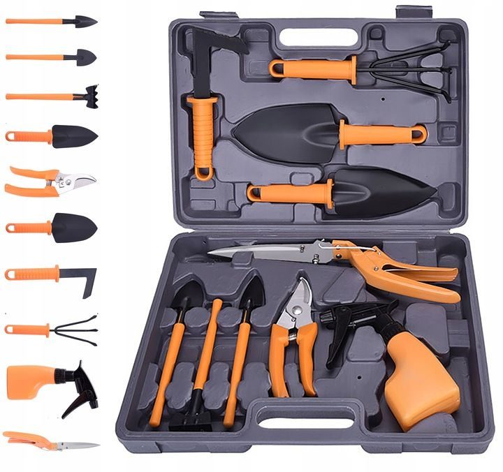 Tuingereedschapset in aluminium koffer - RVS, schep, hark, handschoenenset 2