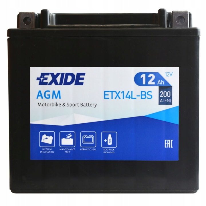 EXIDE ETX14L-BS 12AH 200A 12V P+ – Artikelnr. HT-47052