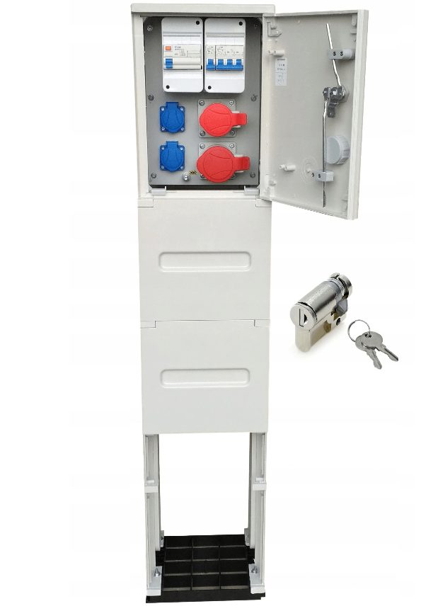 #WYPRZEDAŻ# Rozdzielacz elektryczny ścienny 2x SCHUKO 1x CEE 16A 1x CEE 32A Gniazdo budowlane zamykane na klucz